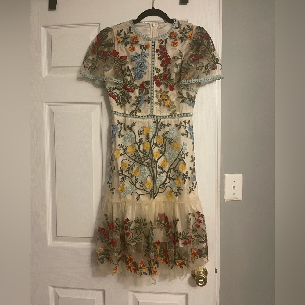 Embroidered floral overly dress